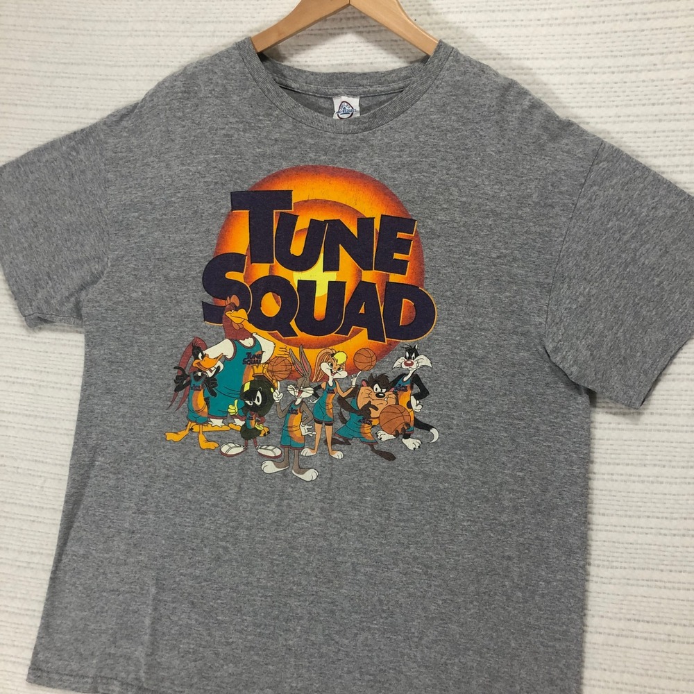 Looney Tunes Space Jam Tune Squad Graphic T-Shirt Cartoon Movie Gray‎ Size L